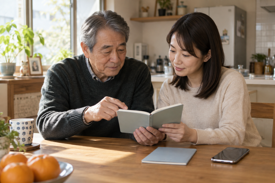 緊急時に伝える情報を家族と共有する場面
