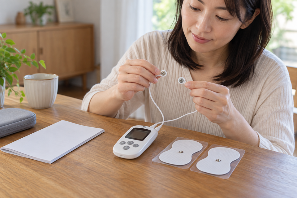 電源を切った機器とケーブルを確認する女性のイメージ