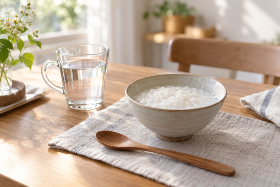 刺激を避けた食事と水分のイメージ(AI生成イメージ)