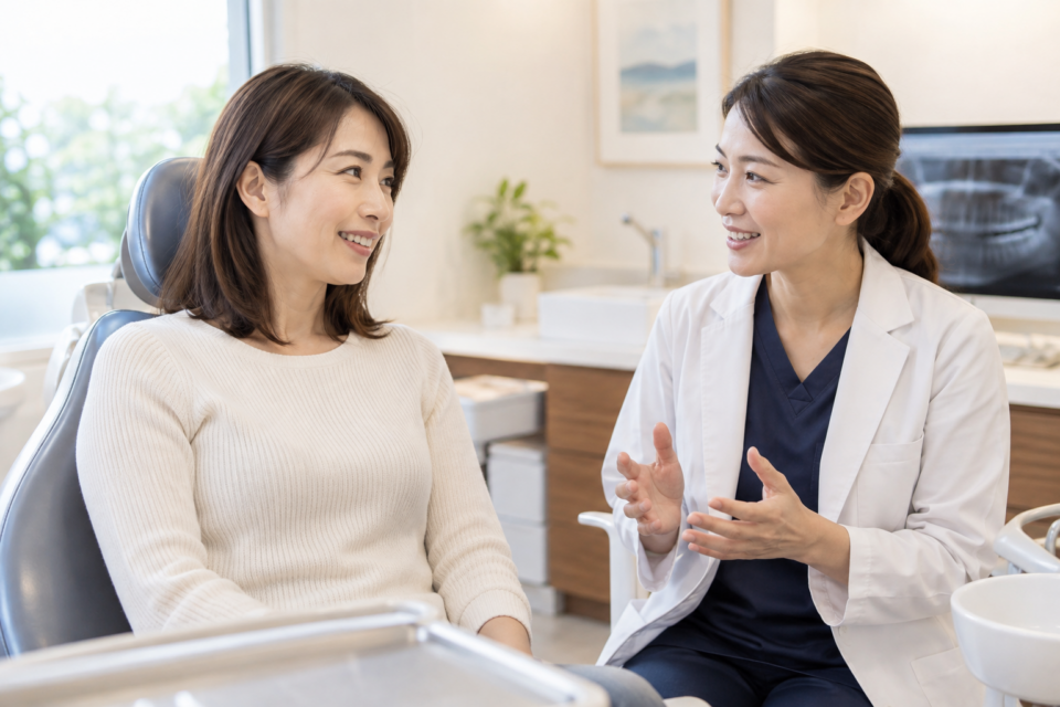歯科で症状を相談する場面（AI生成イメージ）