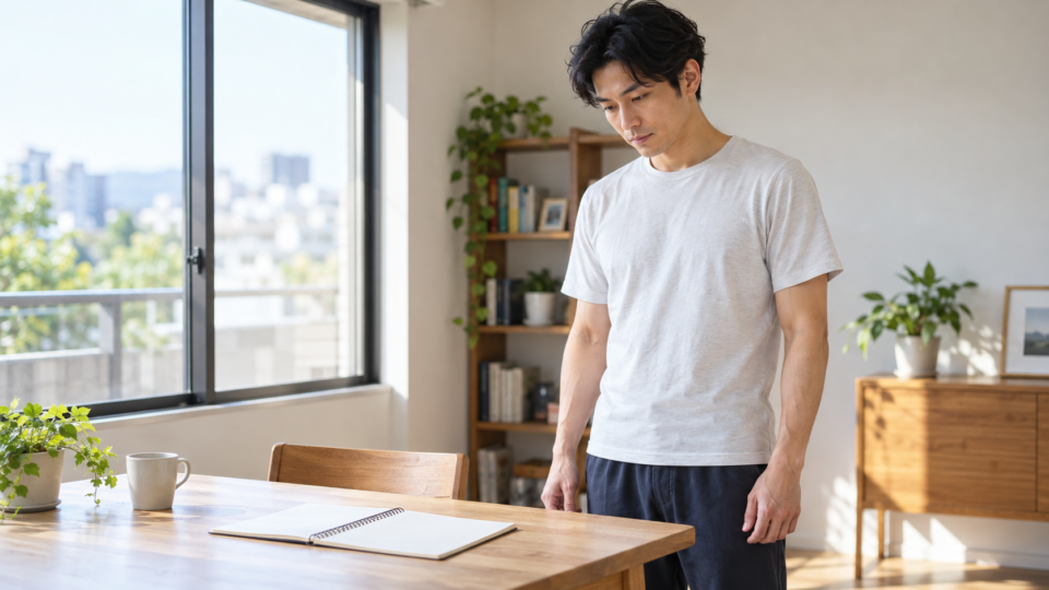 運動の計画を確認する男性のAI生成イメージ