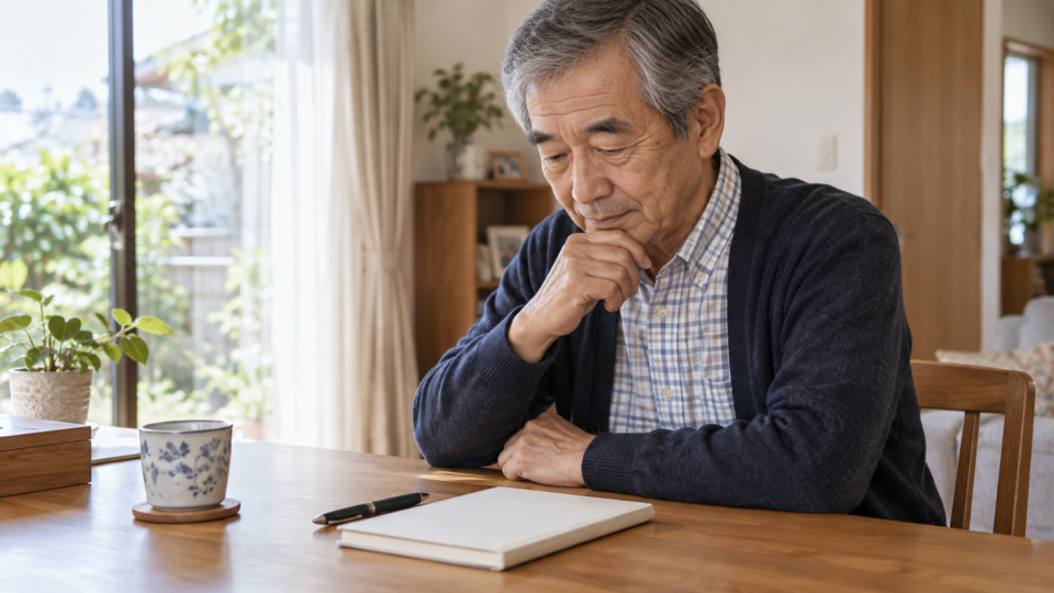 相談の準備にノートと筆記具を用意する人