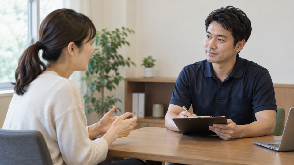 施術内容について担当者に質問する相談のイメージ