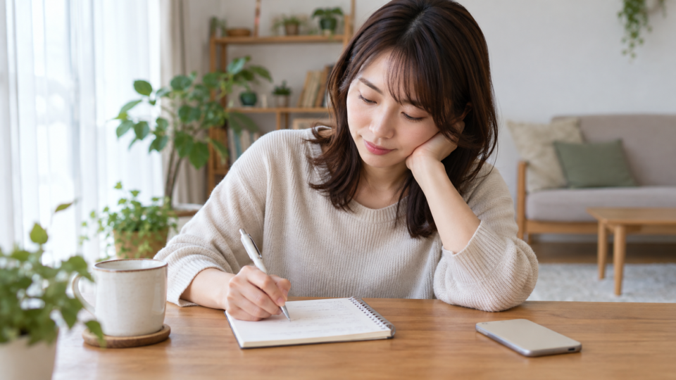 気になる変化をメモに整理する女性
