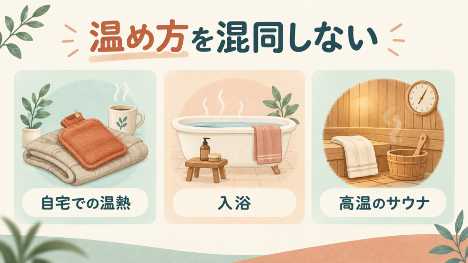 自宅での温熱、入浴、高温のサウナを混同しない