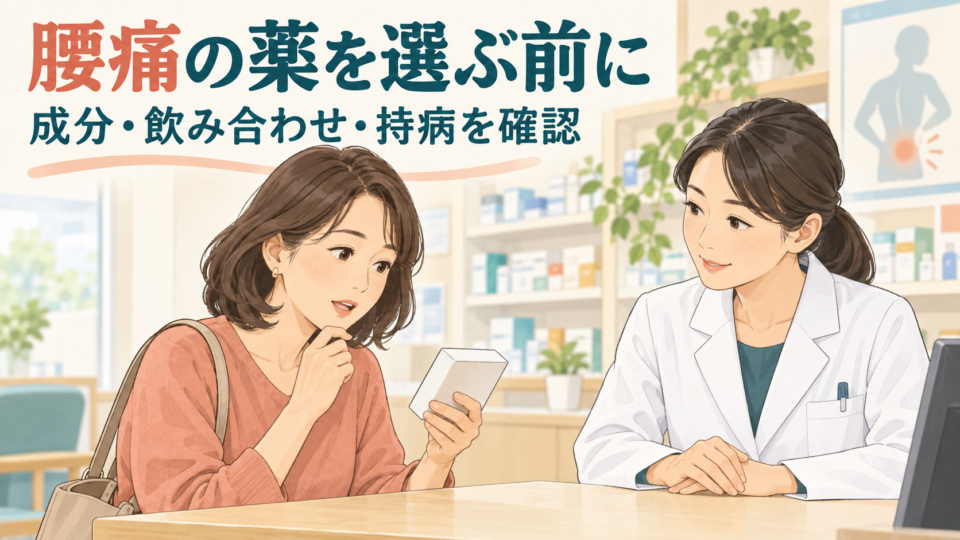 腰痛の薬について成分・飲み合わせ・持病を薬剤師へ相談する