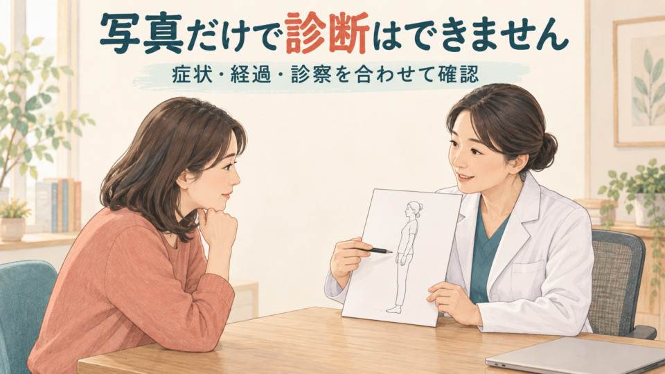写真だけで原因を決めず、立ちづらさや腰の痛みを医療機関で相談する