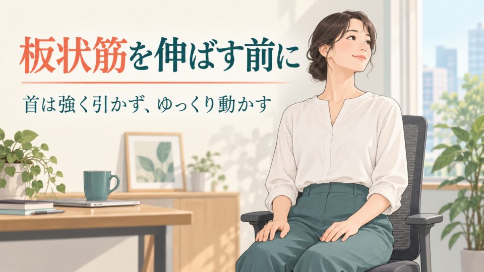 首を強く引かず、肩の力を抜いてゆっくり動かす