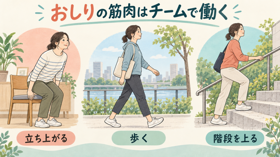 立ち上がる・歩く・階段を上る際は複数の筋肉が協力する