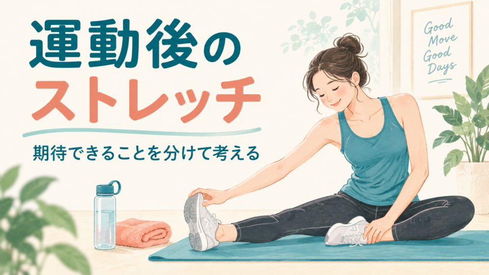 運動後のストレッチに期待する目的を分けて考えるイラスト