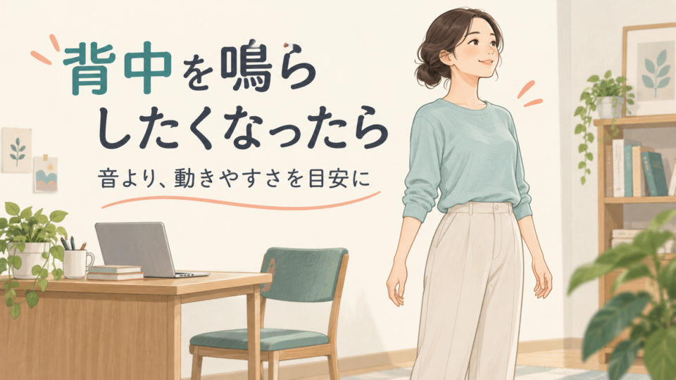 背中を鳴らすことと張りへの対応を分けて考える説明用イラスト