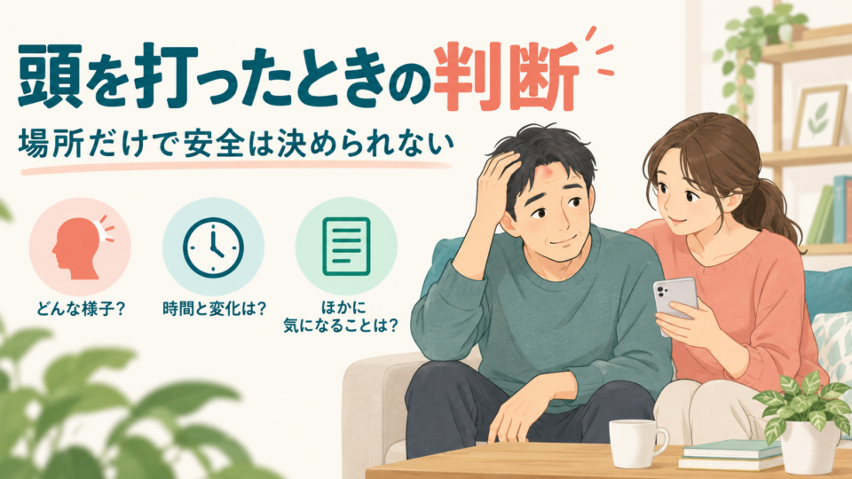 頭を打ったときは場所だけでなく症状と経過を確認する