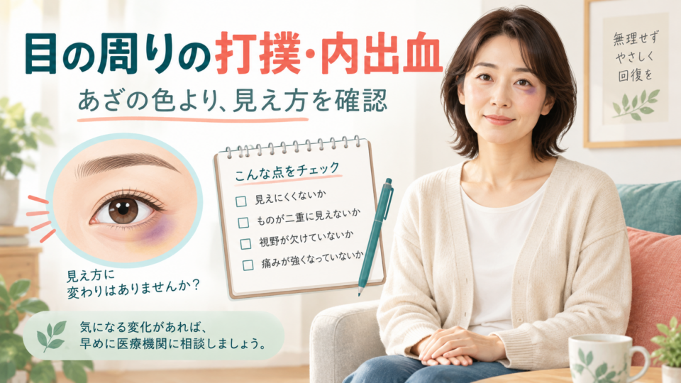 目の周りのあざでは色より先に見え方を確認する