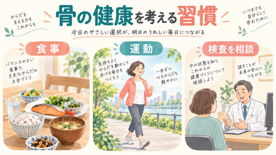 骨の健康について食事・運動・検査を相談する