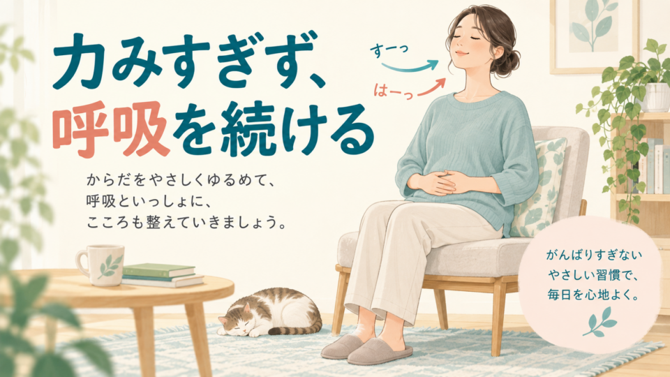 肩の力を抜き、腹部を力ませすぎずに呼吸を続ける