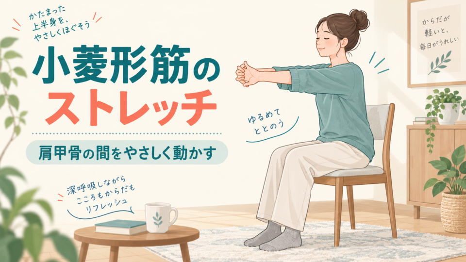 肩甲骨の間を無理なく動かす小菱形筋周囲のストレッチ