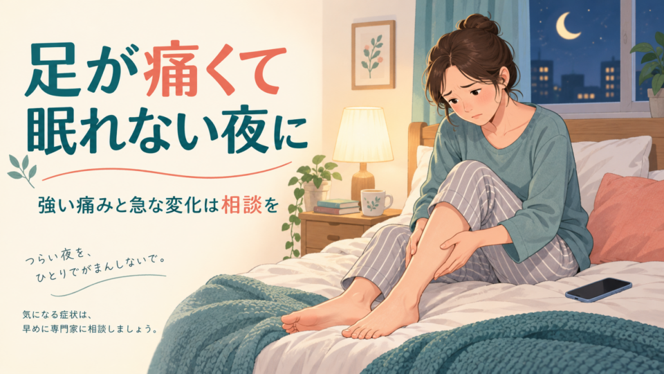 足の強い痛みで眠れない夜は、急な変化を確認して相談する