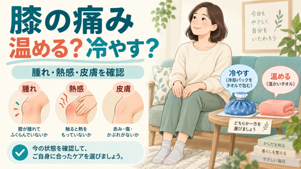 膝の腫れ・熱感・皮膚を確認して温めるか冷やすか考える