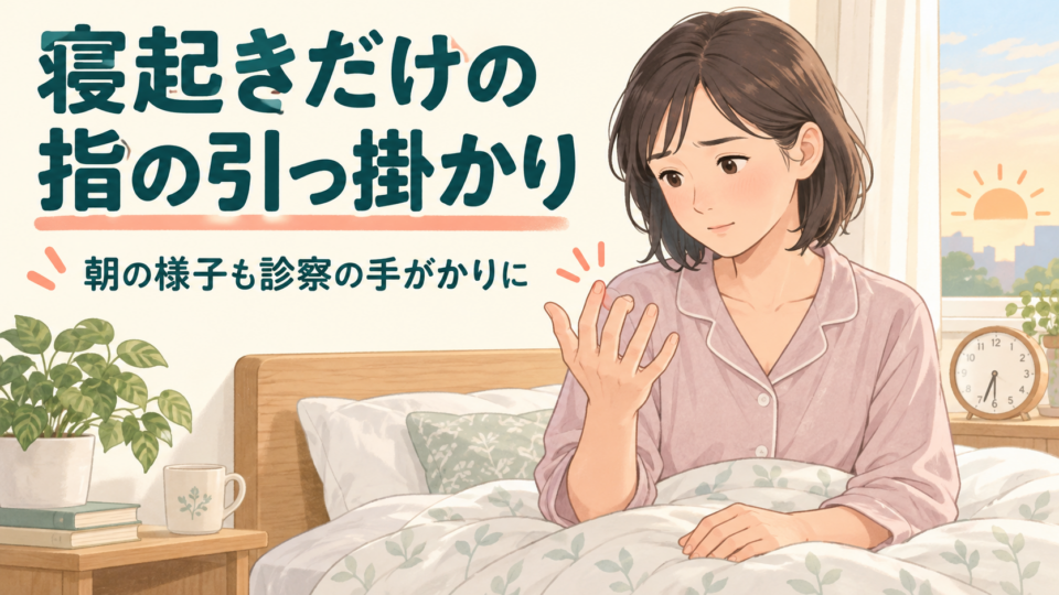 寝起きに指の引っ掛かりを感じる人の説明用イメージ